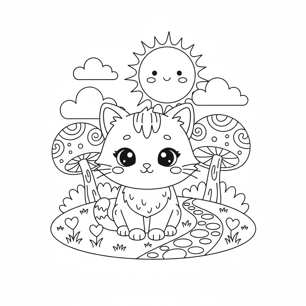 Coloriage coloriage chaton kawaii 3