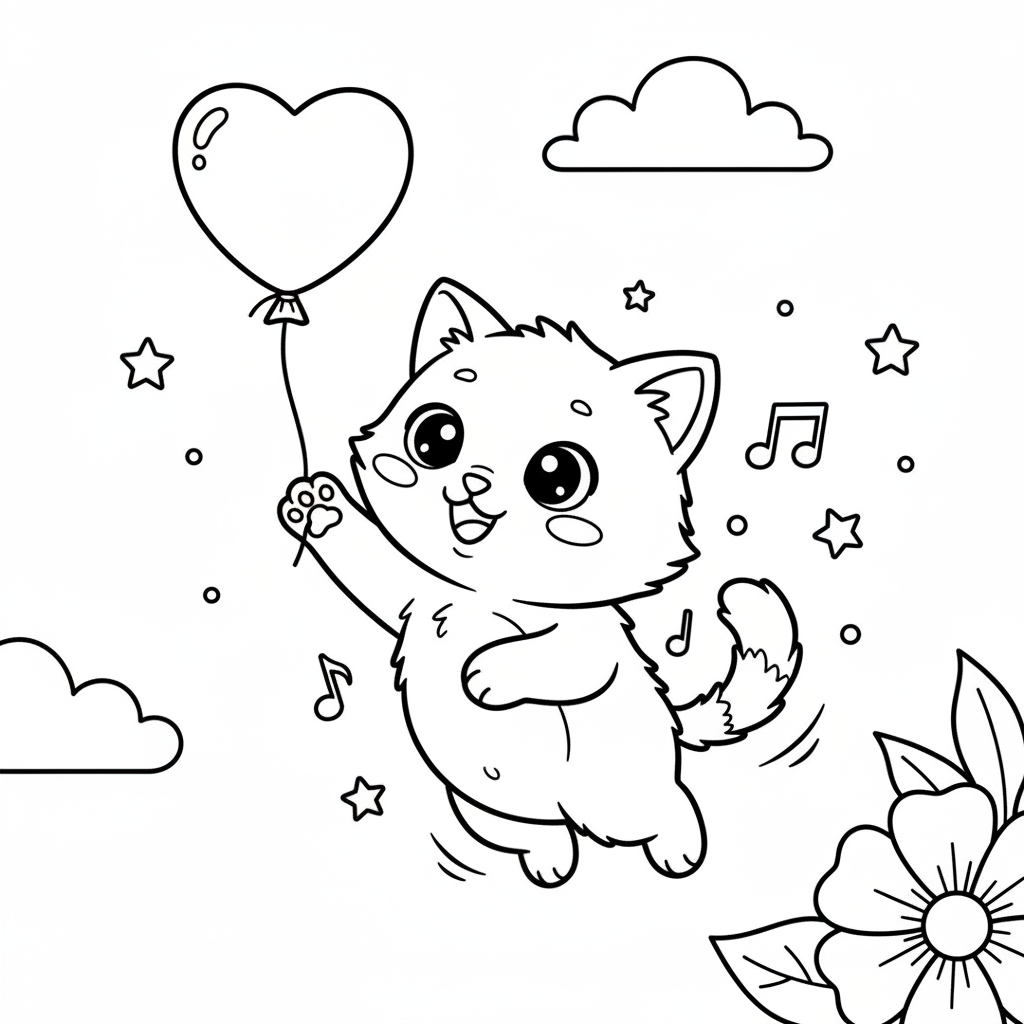 Coloriage coloriage chaton kawaii 5