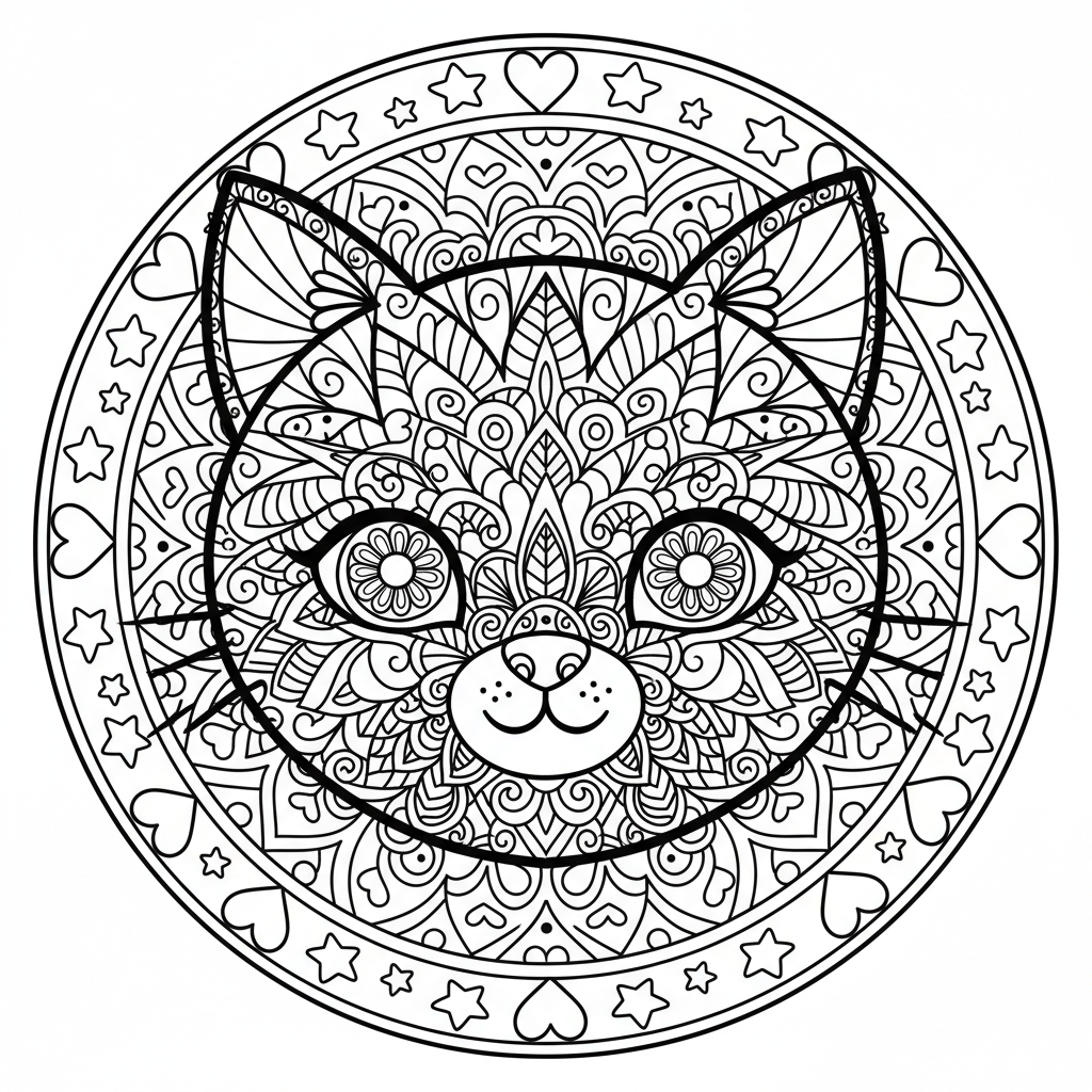 Coloriage coloriage chaton mandala 4