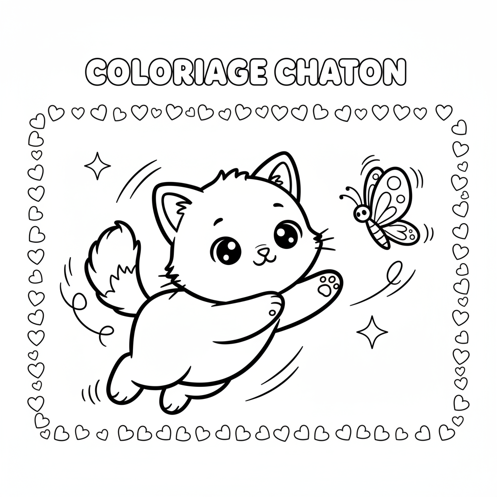 Coloriage coloriage chaton mignon kawaii 5