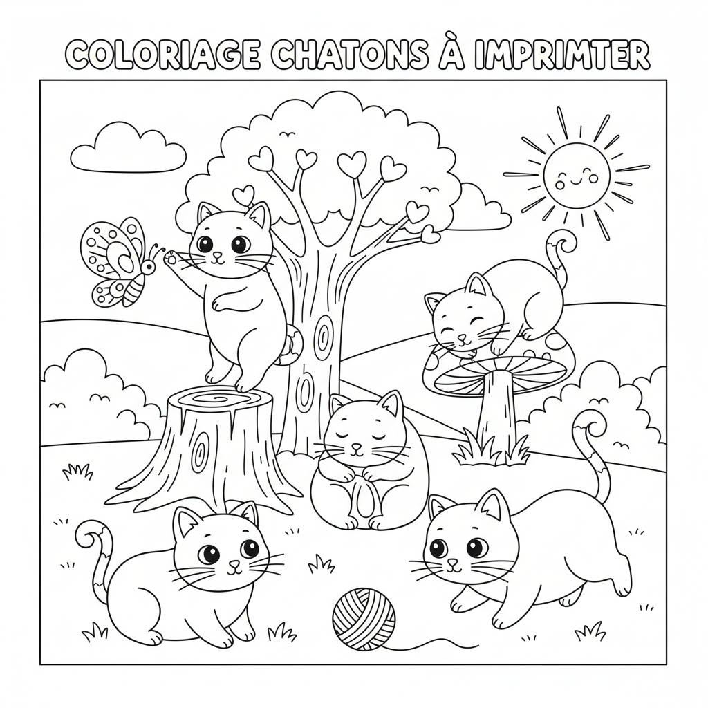 Coloriage coloriage chatons à imprimer 3