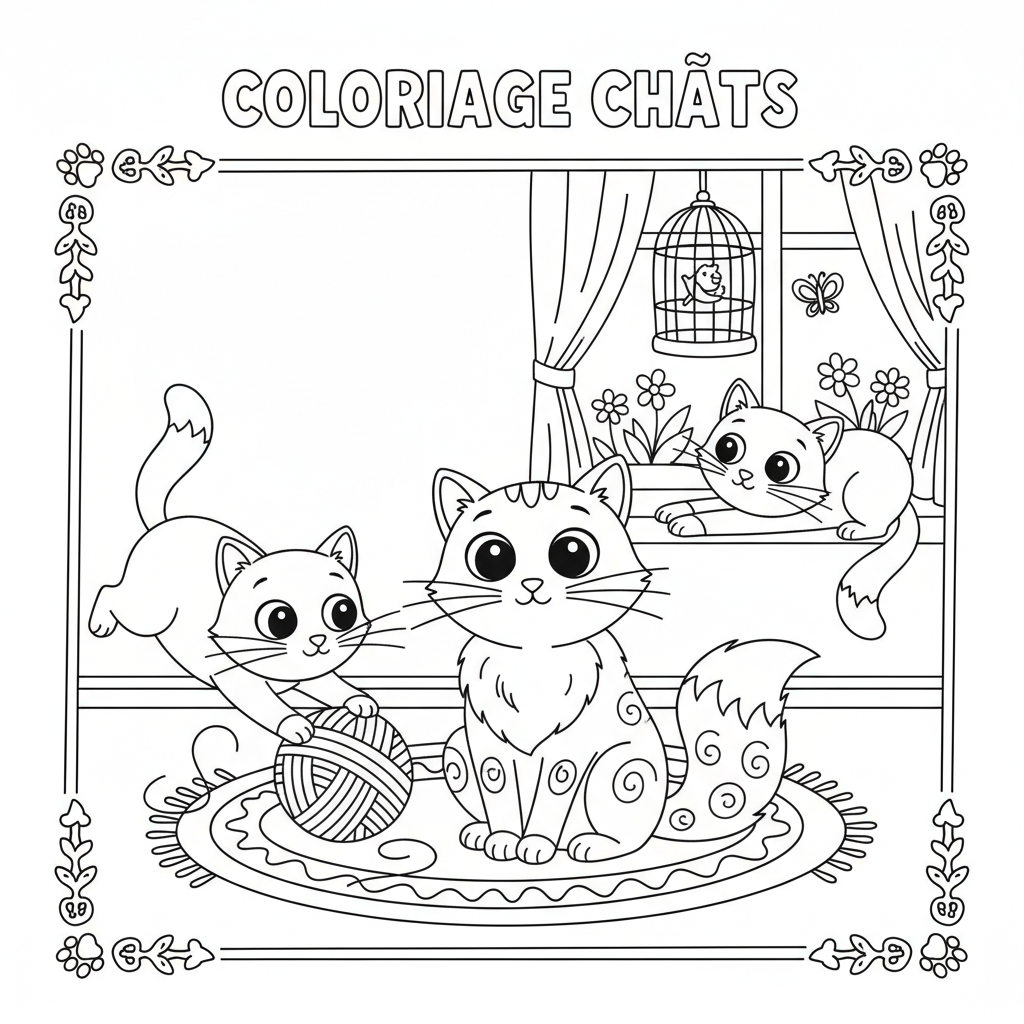 Coloriage coloriage chats à imprimer 2