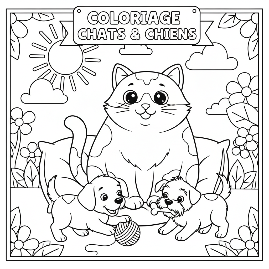 Coloriage coloriage chats et chiens