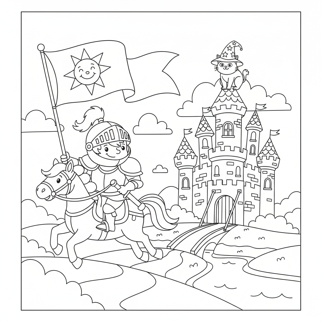 Coloriage coloriage chevalier chateau 5