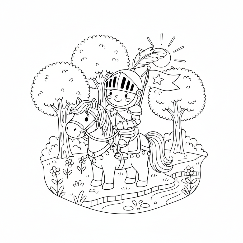 Coloriage coloriage chevalier facile 3