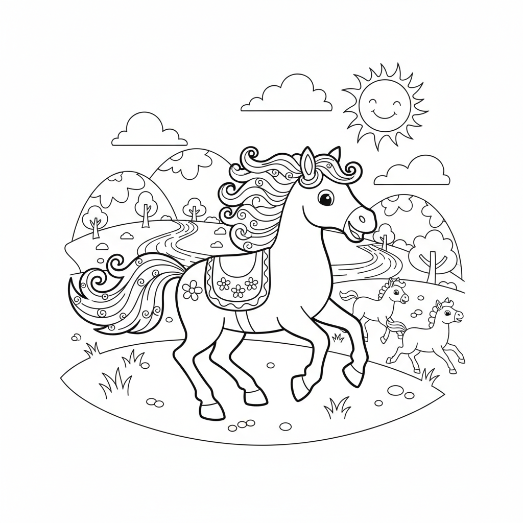 Coloriage coloriage chevaux 2