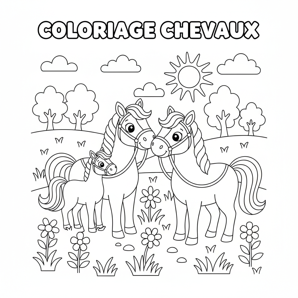 Coloriage coloriage chevaux 3
