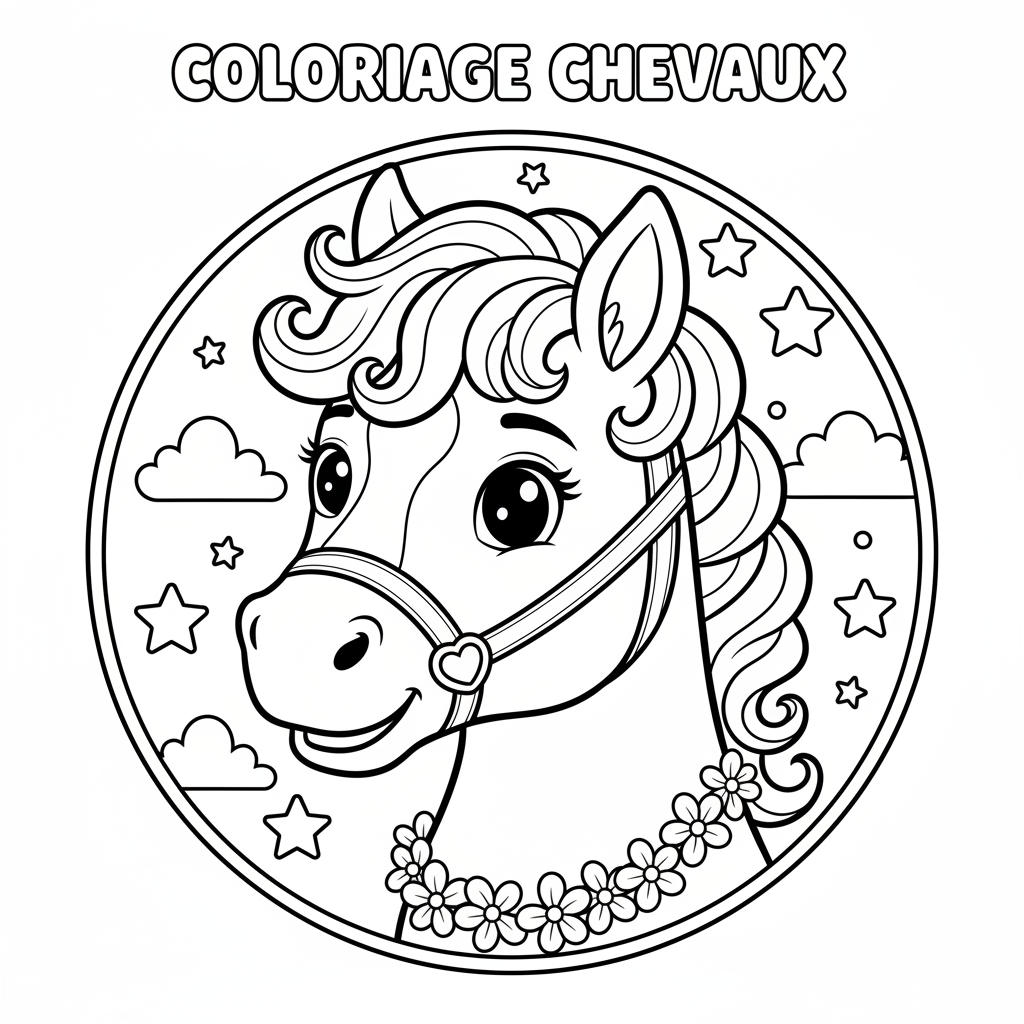 Coloriage coloriage chevaux 4