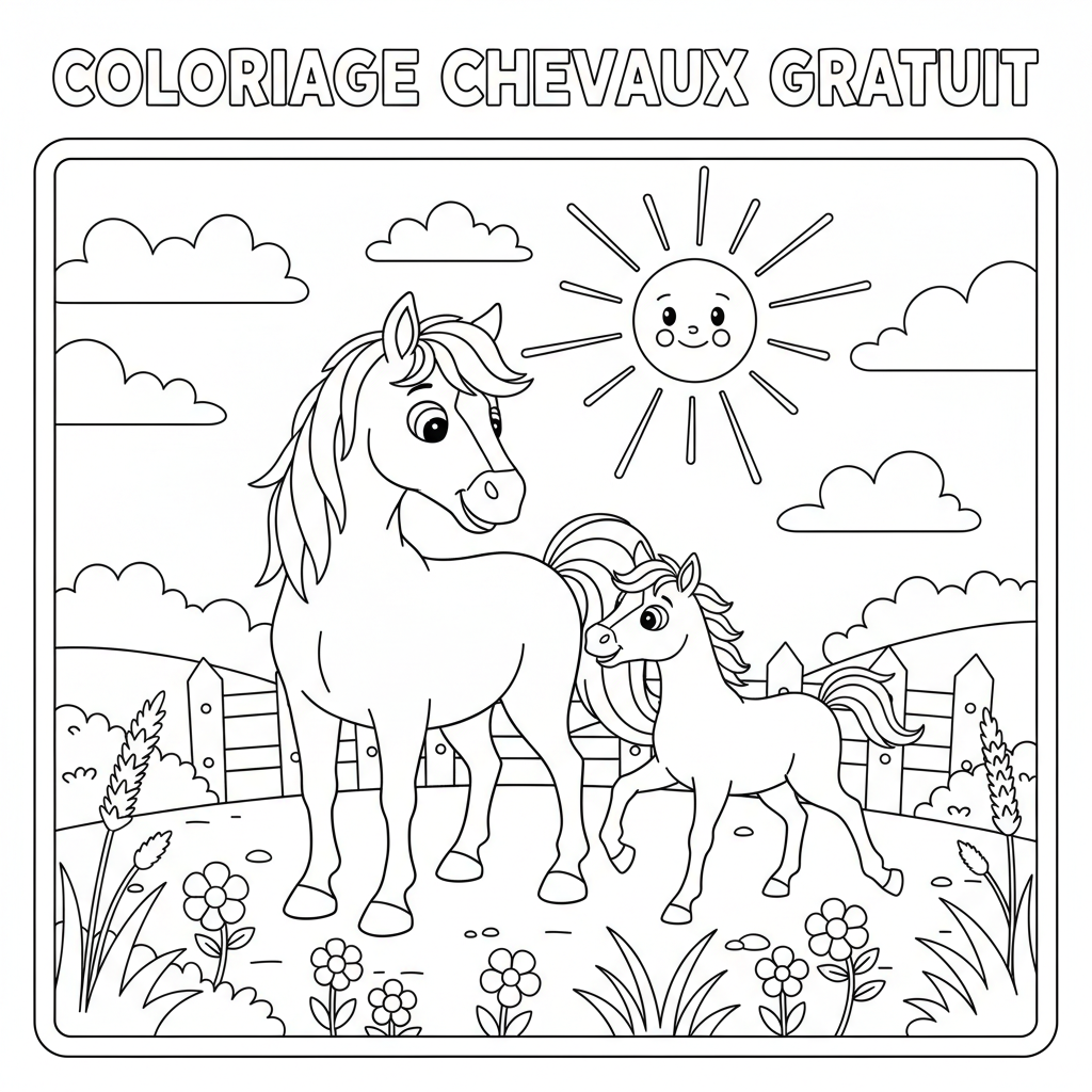 Coloriage coloriage chevaux gratuit 3
