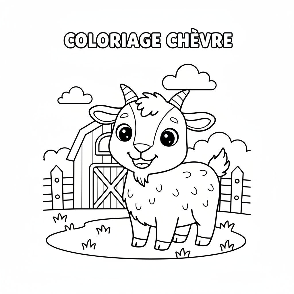 Coloriage Chèvre Gratuit à Imprimer pour les Enfants
