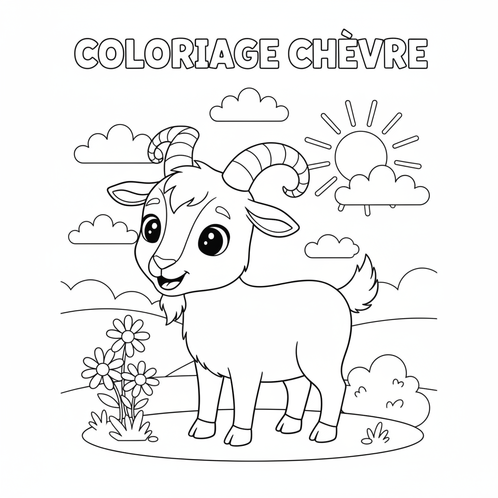 Coloriage coloriage chèvre 3