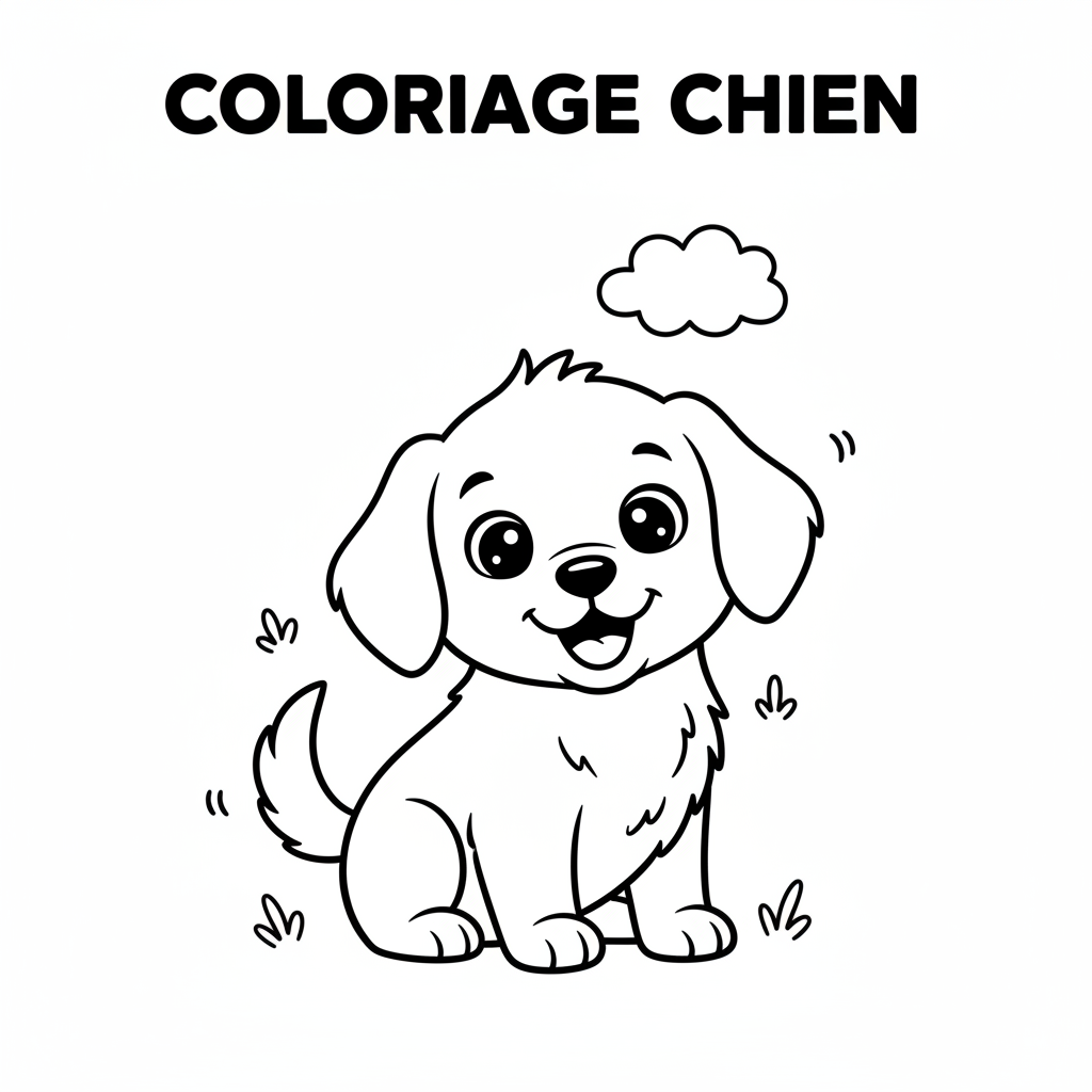 Coloriage Chien Gratuit à Imprimer pour les Enfants