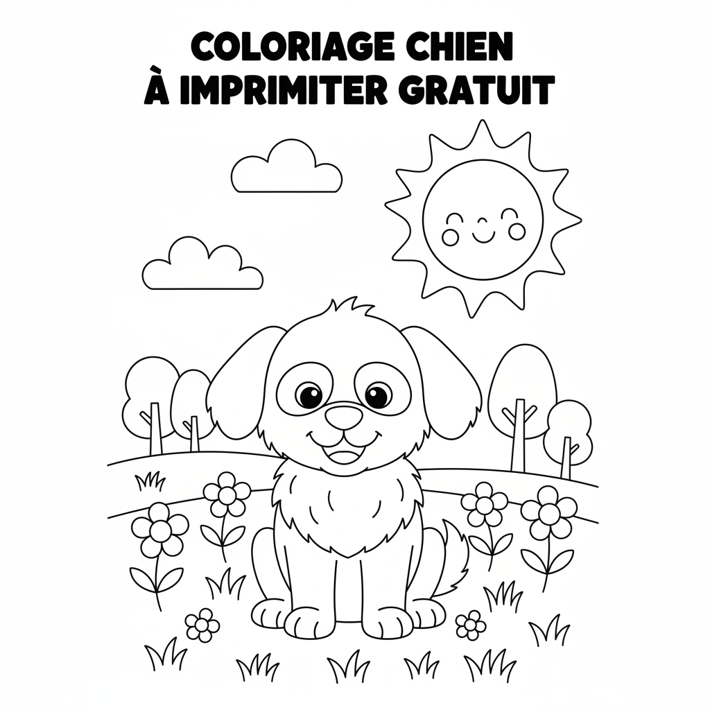 Coloriage coloriage chien à imprimer gratuit 3