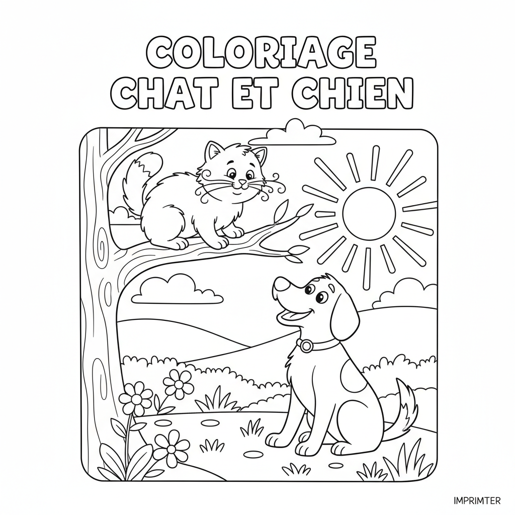 Coloriage coloriage chien et chat à imprimer 3