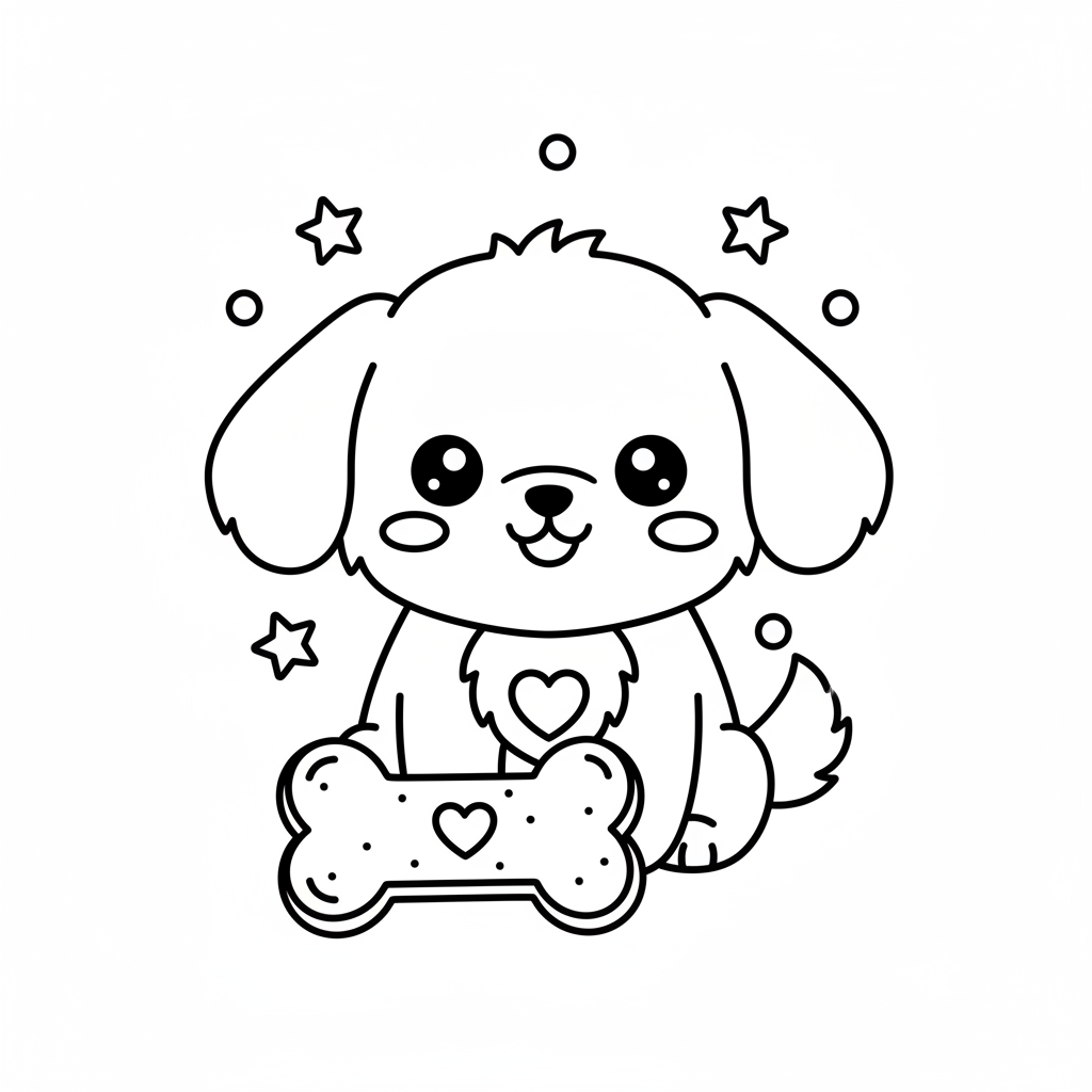Coloriage Chien Kawaii à Imprimer Gratuitement