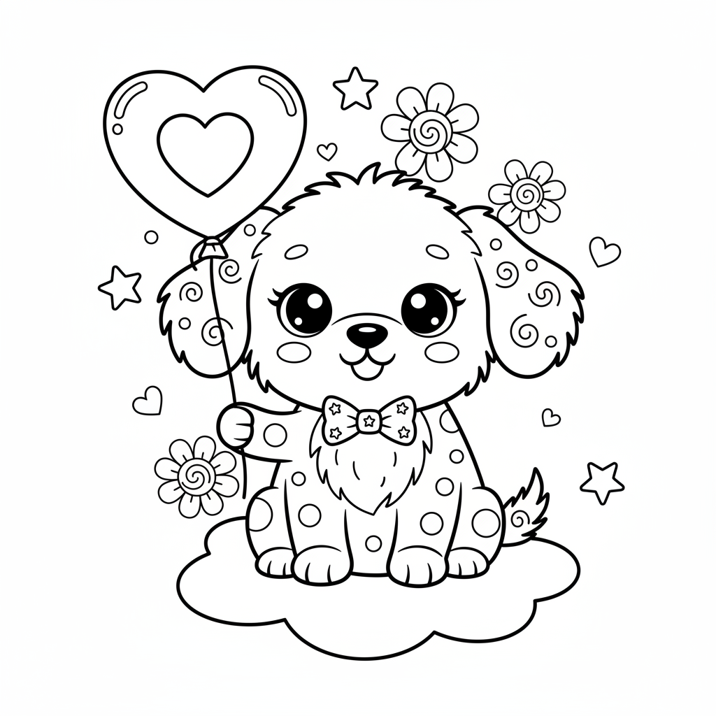 Coloriage coloriage chien kawaii 2