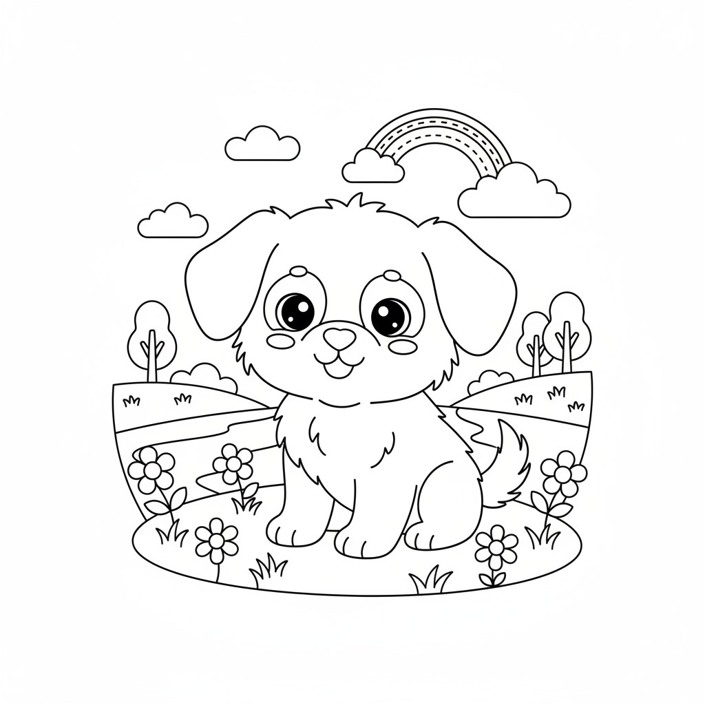Coloriage coloriage chien kawaii 3
