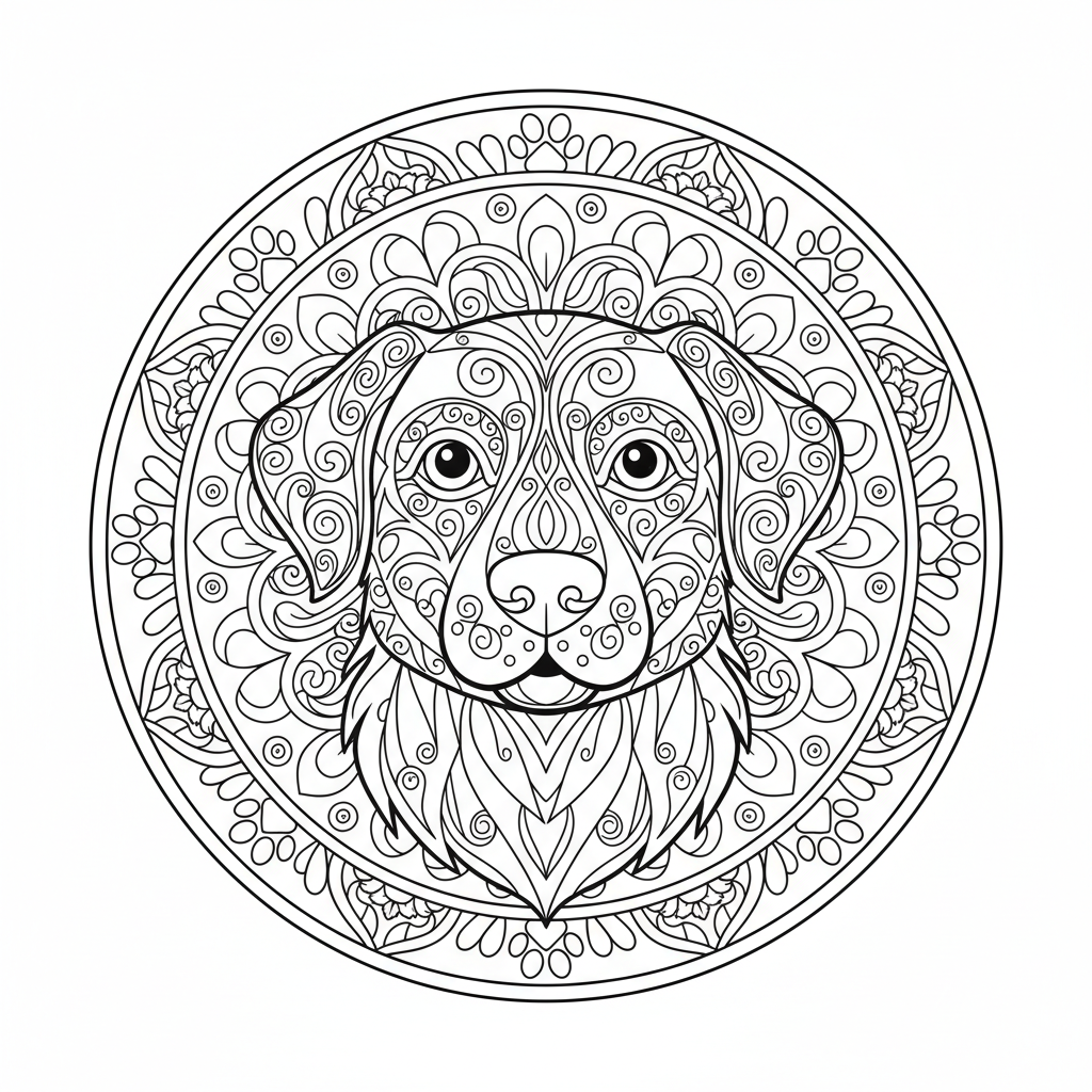 Coloriage coloriage chien mandala 2