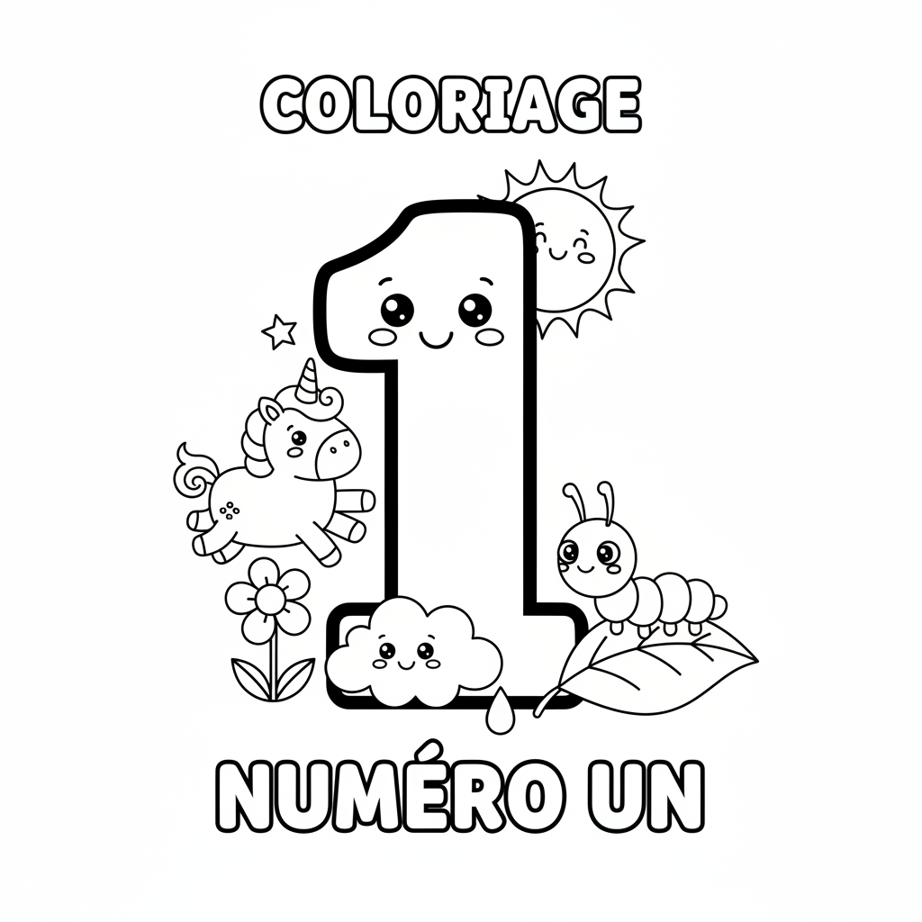 Coloriage Chiffre 1 Gratuit à Imprimer