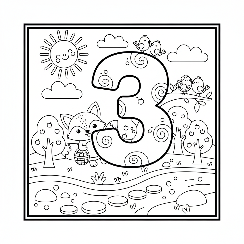 Coloriage coloriage chiffre 3