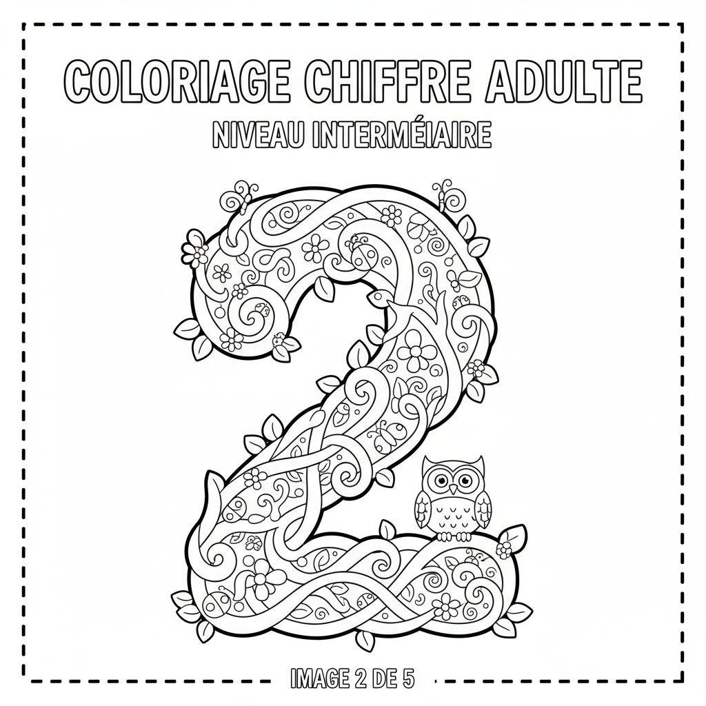 Coloriage coloriage chiffre adulte 2