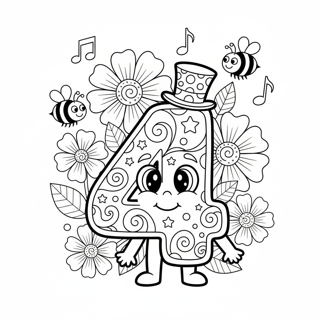 Coloriage coloriage chiffre adulte 4