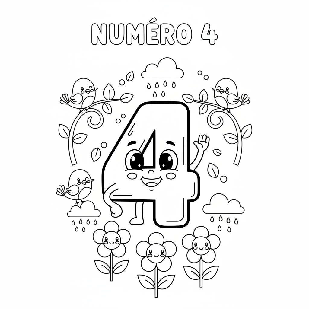 Coloriage coloriage chiffres 4