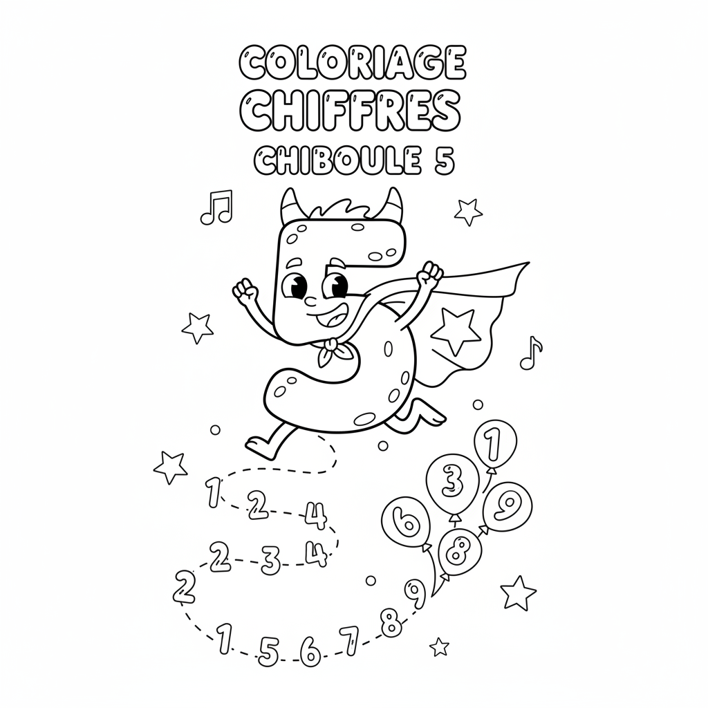 Coloriage coloriage chiffres 5