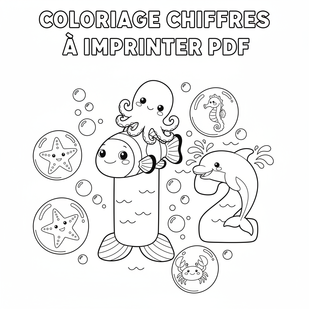 Coloriage Chiffres à Imprimer PDF Gratuit pour Enfants