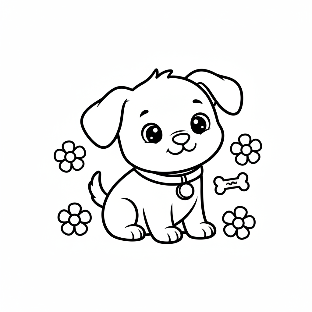 Coloriage Chiot à Imprimer Gratuit pour Enfants
