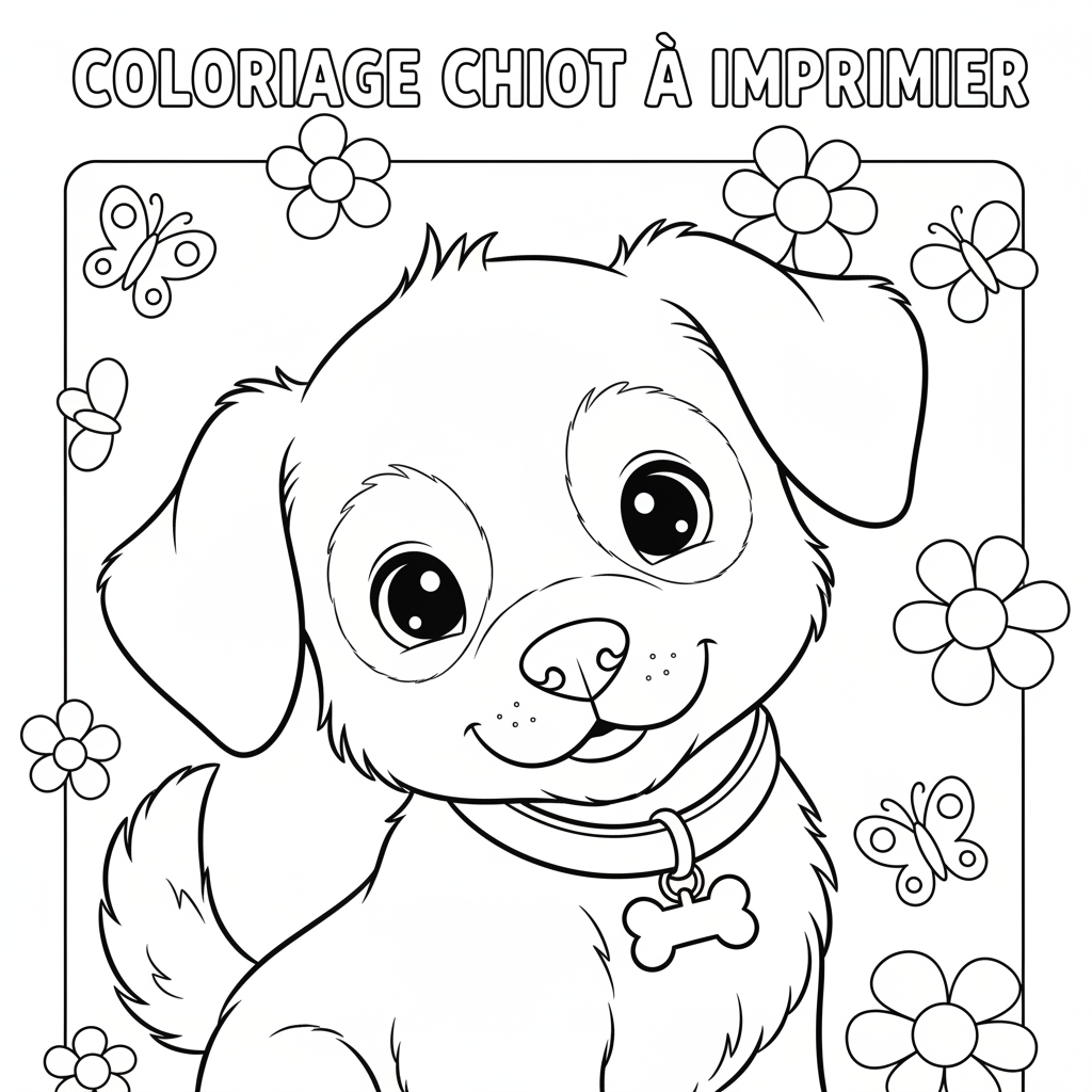 Coloriage coloriage chiot à imprimer 4