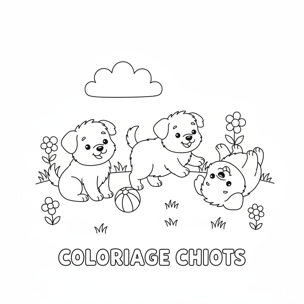Coloriage Chiots À Imprimer Gratuit pour les Enfants