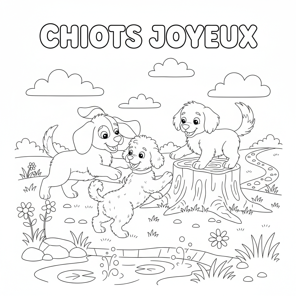 Coloriage coloriage chiots à imprimer 3