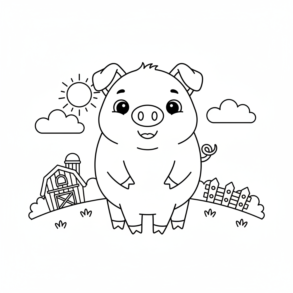 Coloriage Cochon Gratuit à Imprimer pour Enfants