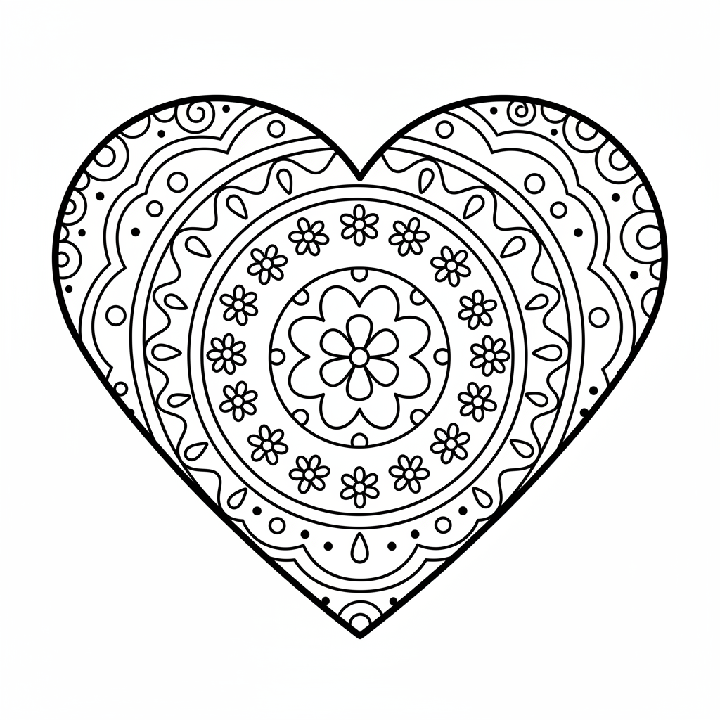 Coloriage coloriage coeur mandala