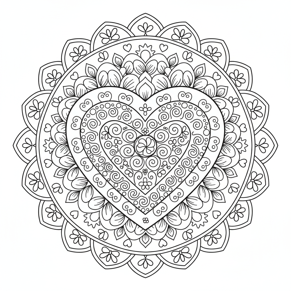 Coloriage coloriage coeur mandala 2