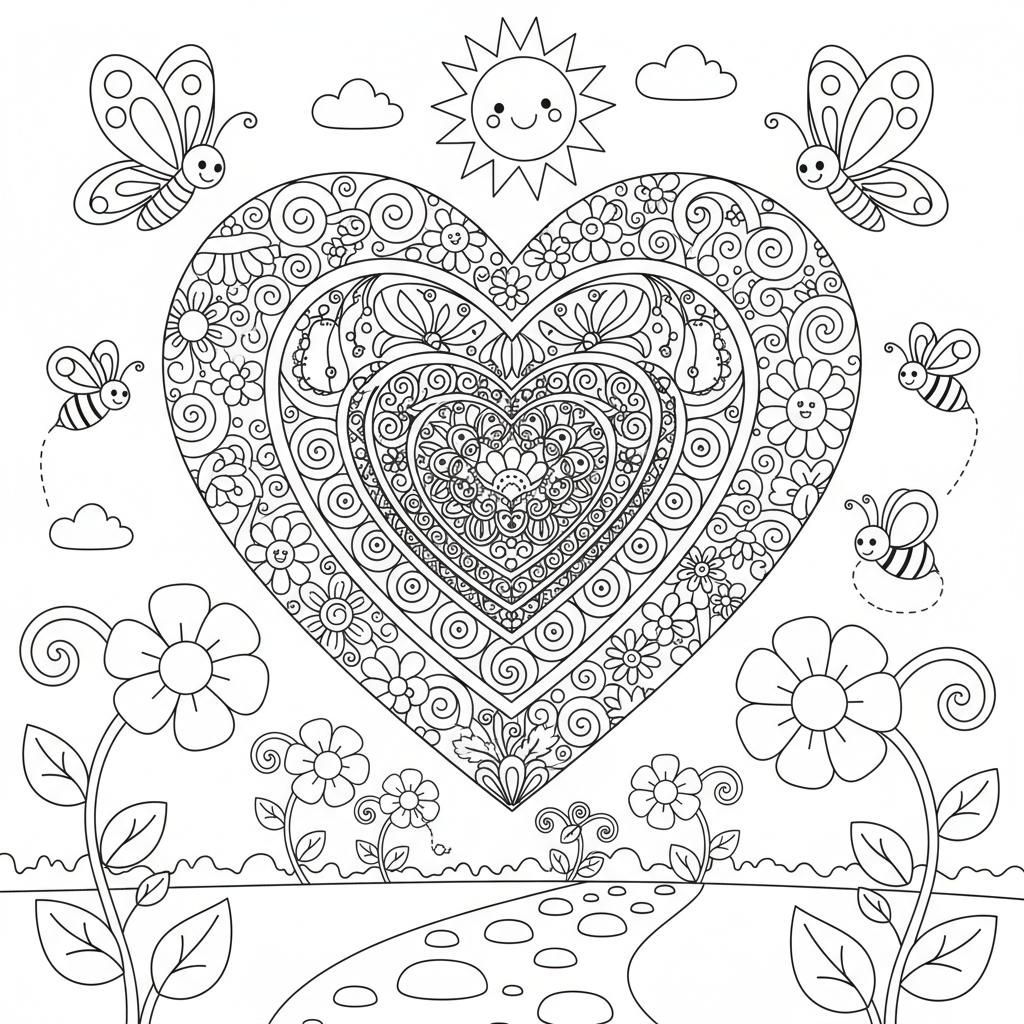 Coloriage coloriage coeur mandala 3