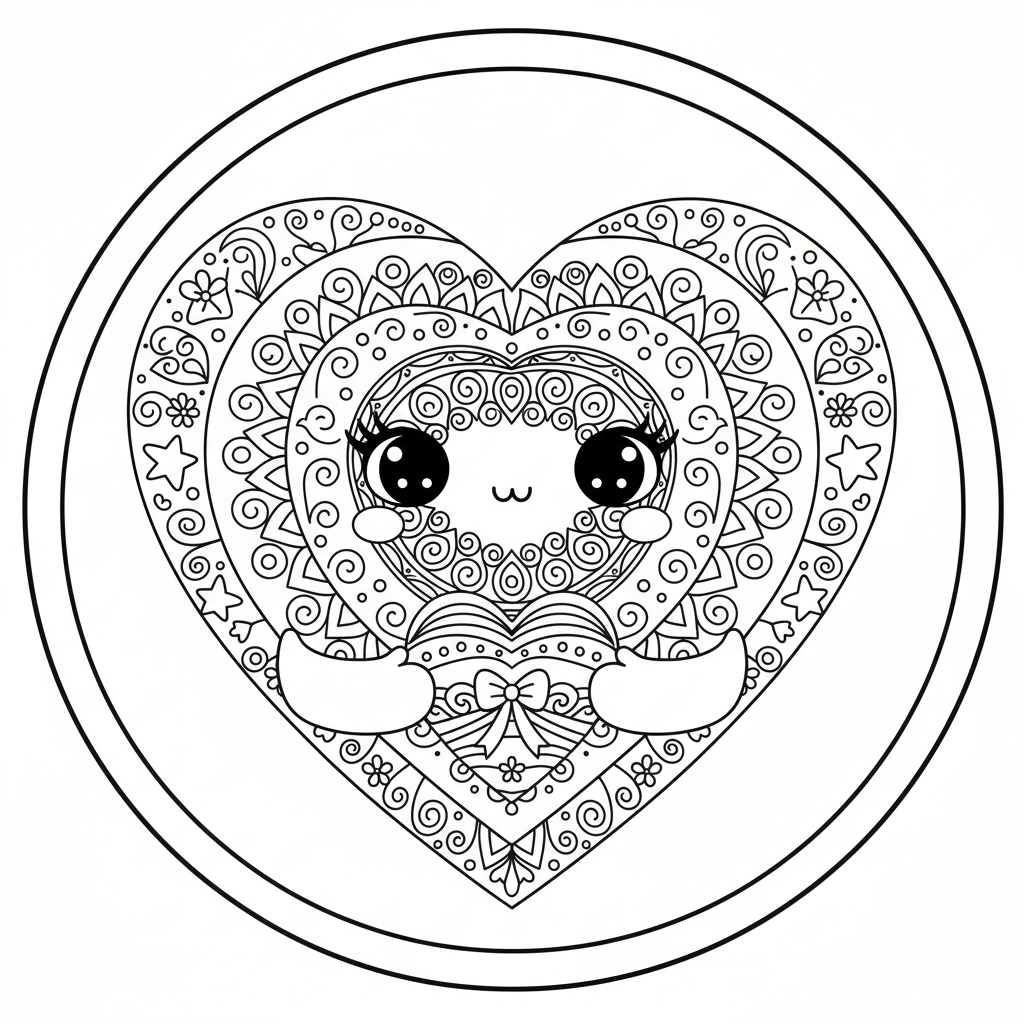 Coloriage coloriage coeur mandala 4
