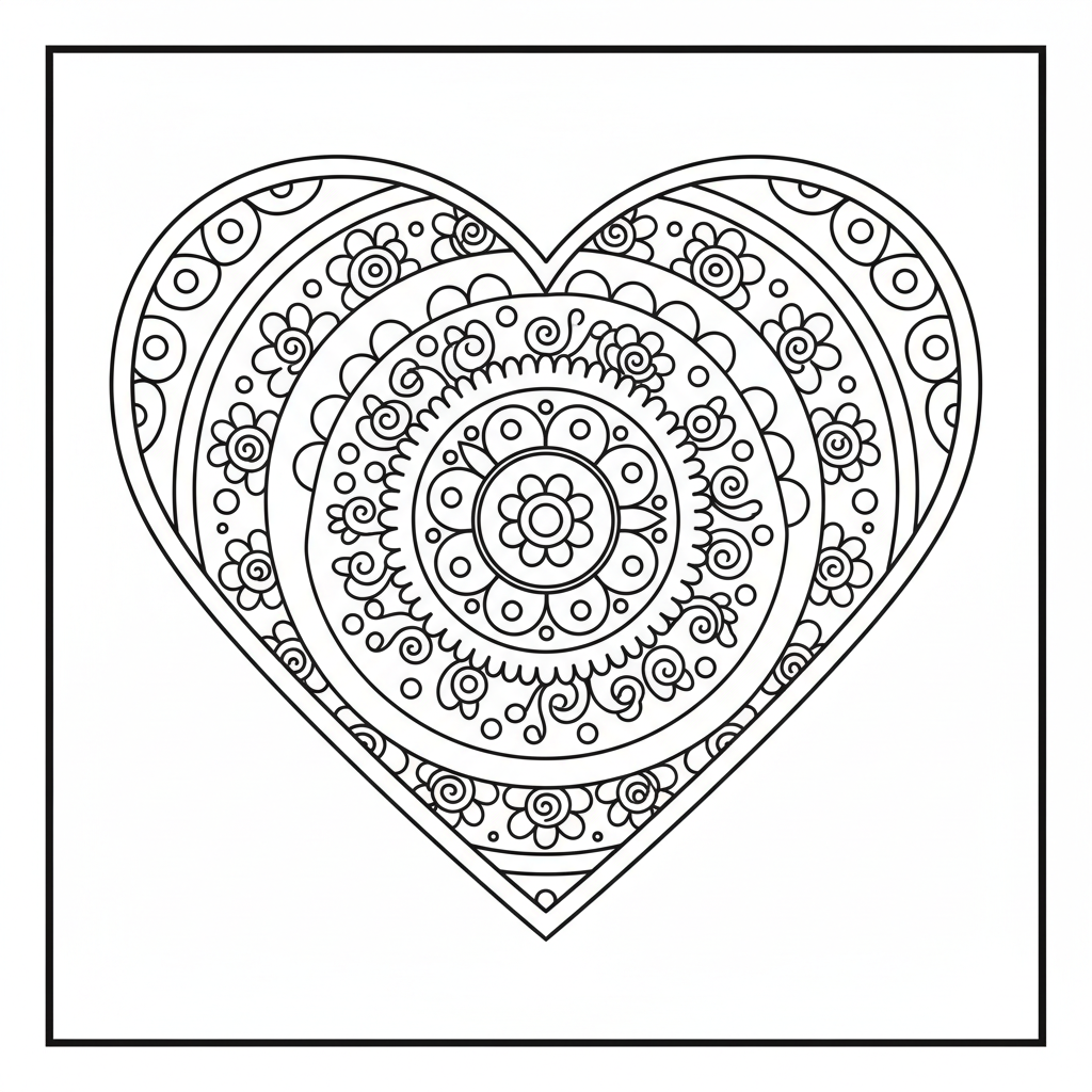 Coloriage coloriage coeur mandala à imprimer
