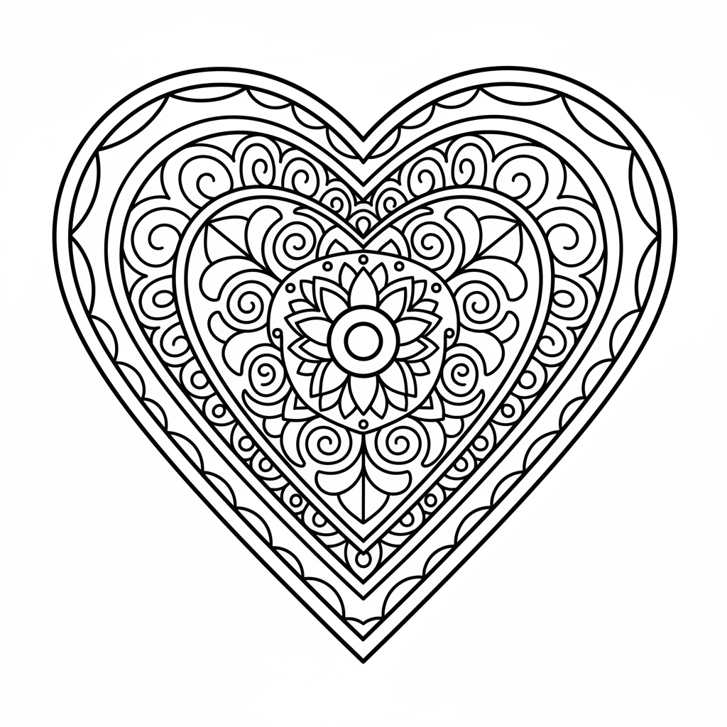 Coloriage coloriage coeur mandala à imprimer 2