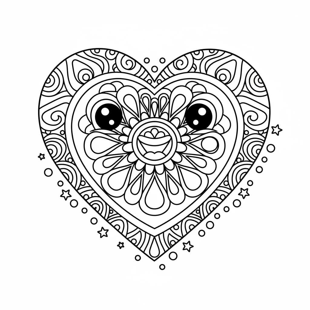 Coloriage coloriage coeur mandala à imprimer 4