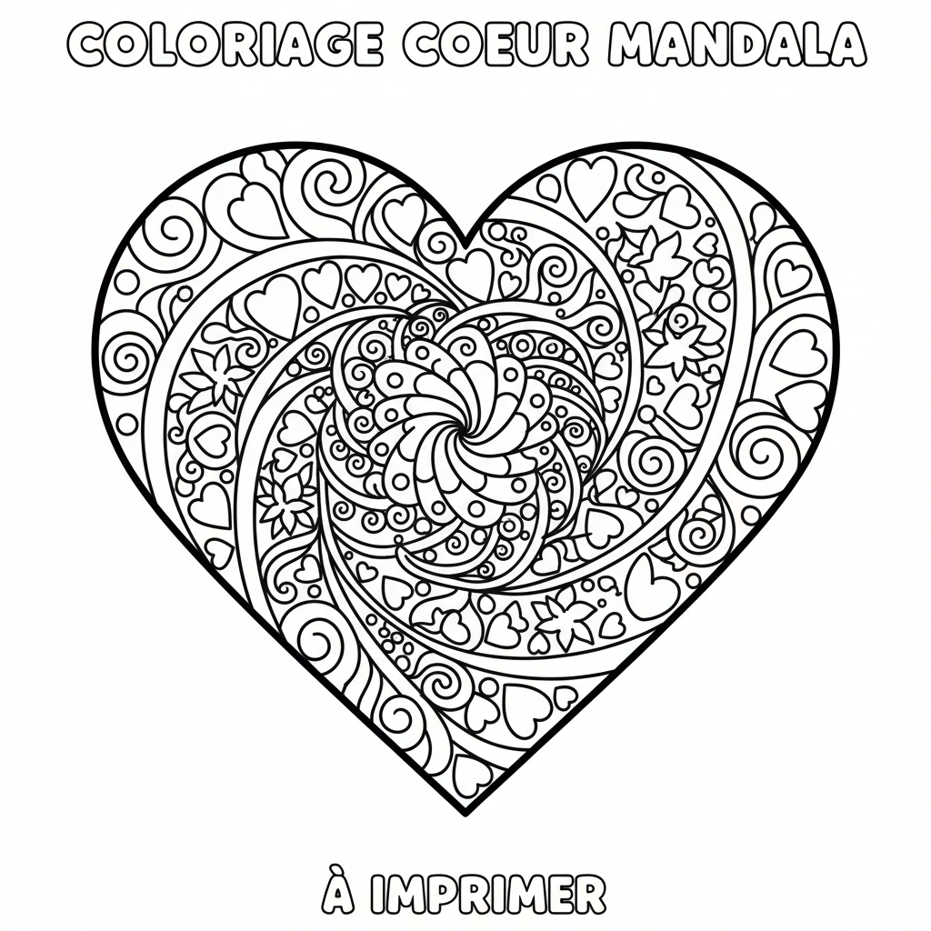 Coloriage coloriage coeur mandala à imprimer 5