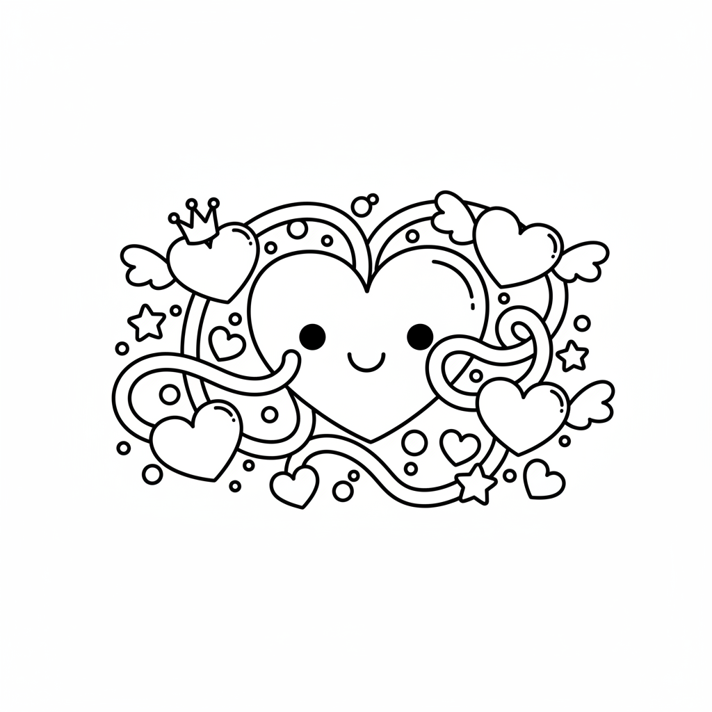 Coloriage Coeurs Gratuit à Imprimer pour les Enfants