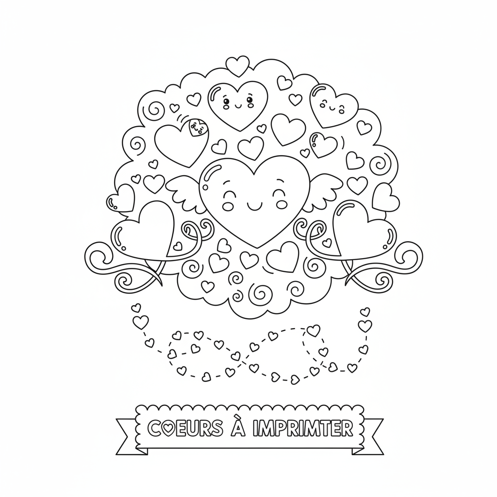 Coloriage Coeurs à Imprimer Gratuit pour les Enfants