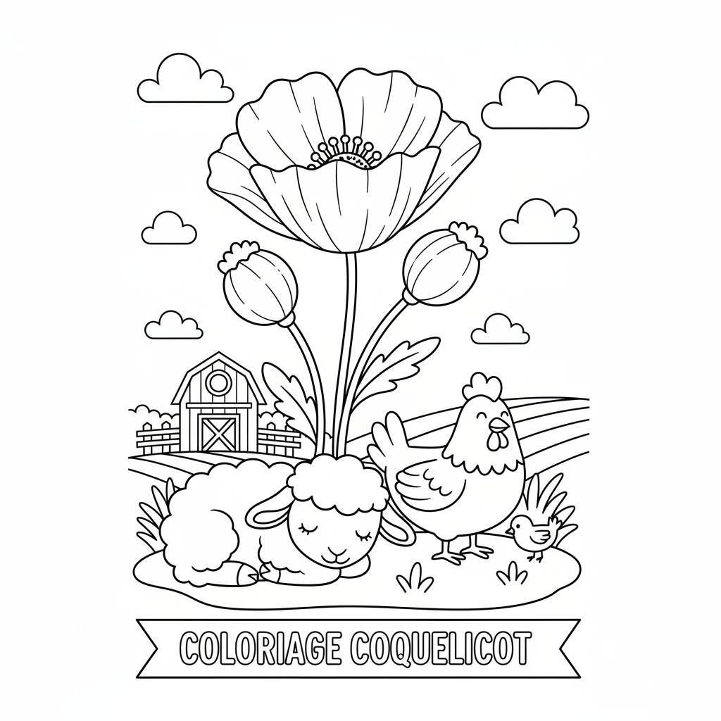 Coloriage coloriage coquelicot 3