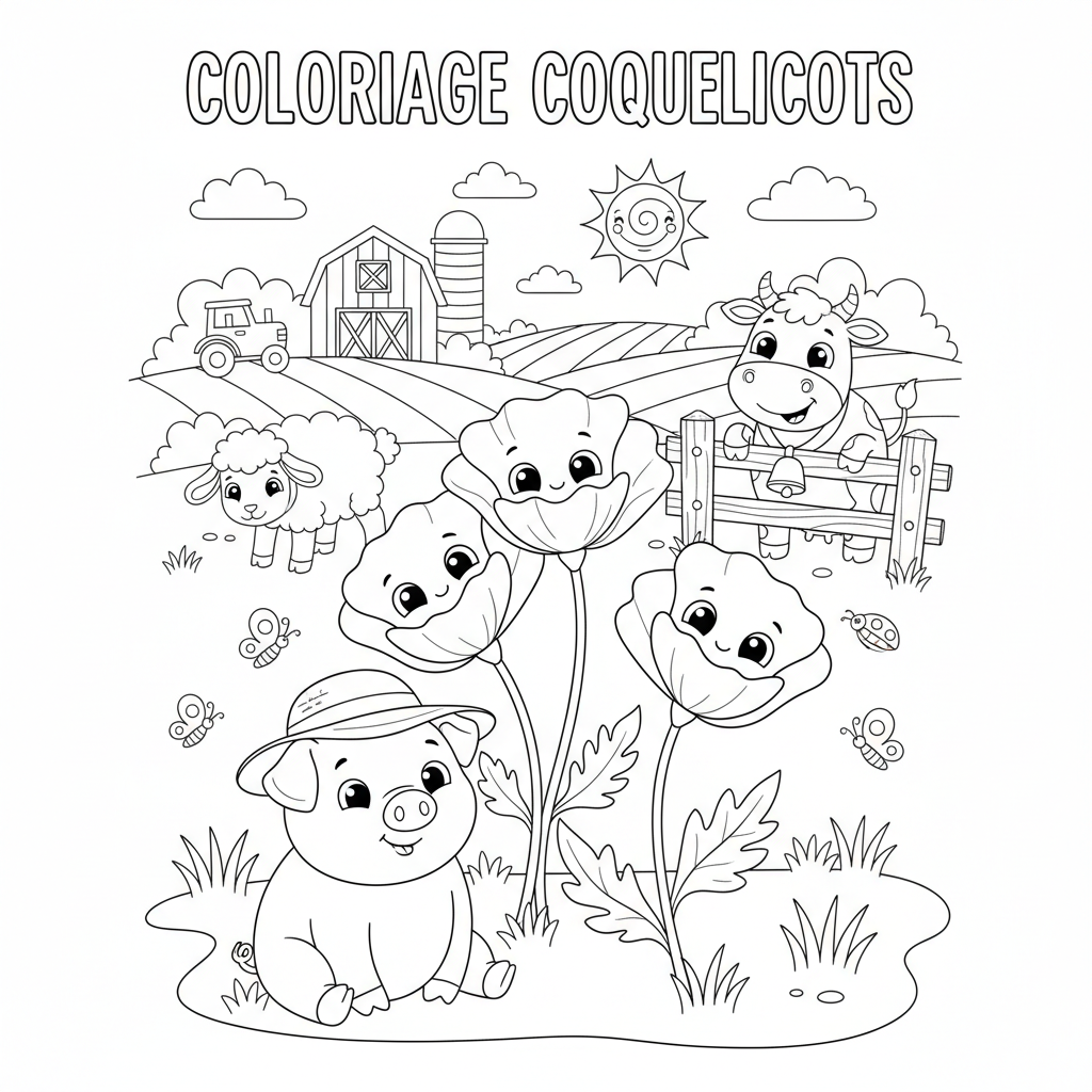 Coloriage coloriage coquelicots 3