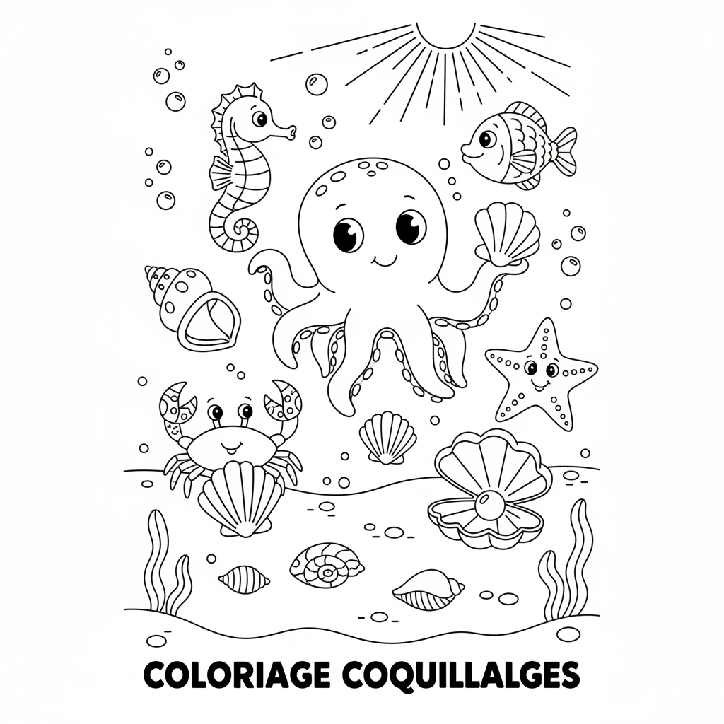 Coloriage coloriage coquillages 3