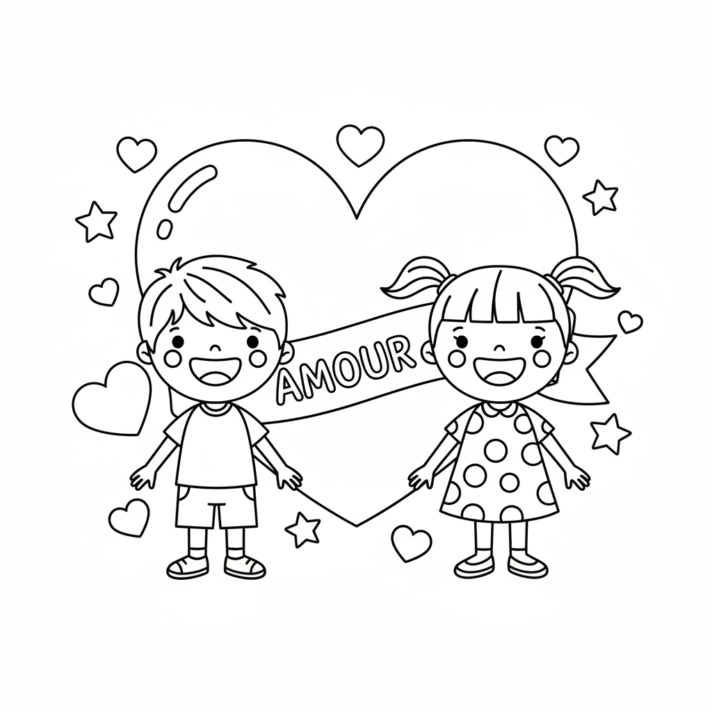 Coloriage Couple Amoureux Gratuit à Imprimer
