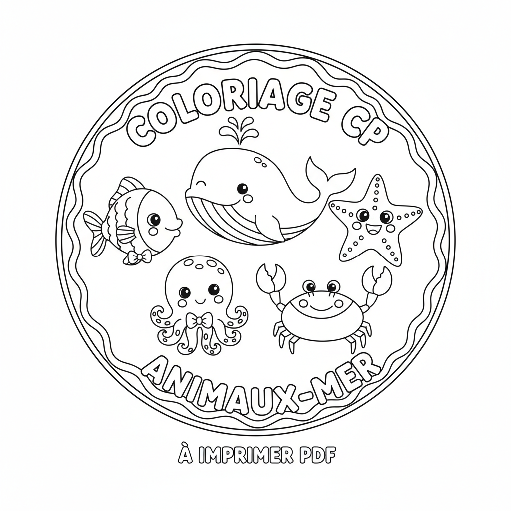 Coloriage CP à imprimer PDF Gratuit Animaux de la Mer