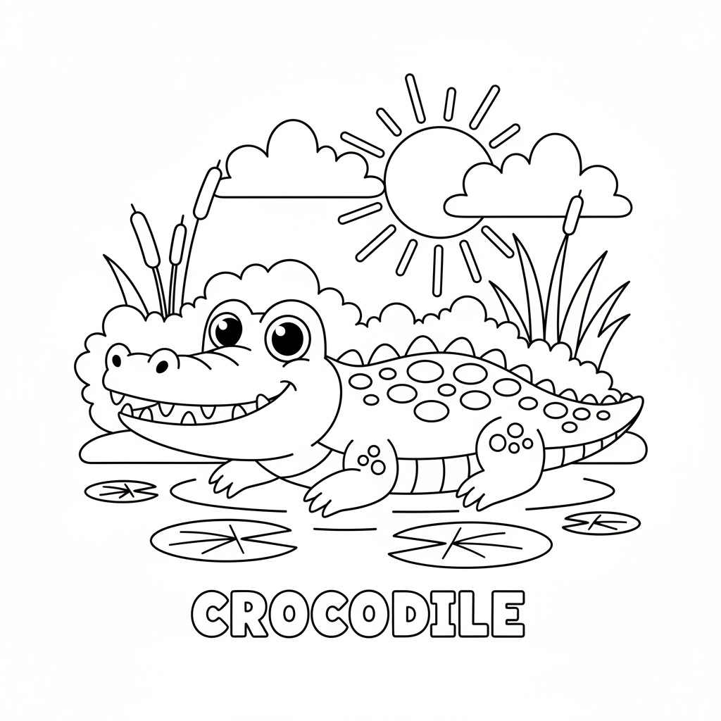 Coloriage coloriage crocodile 3